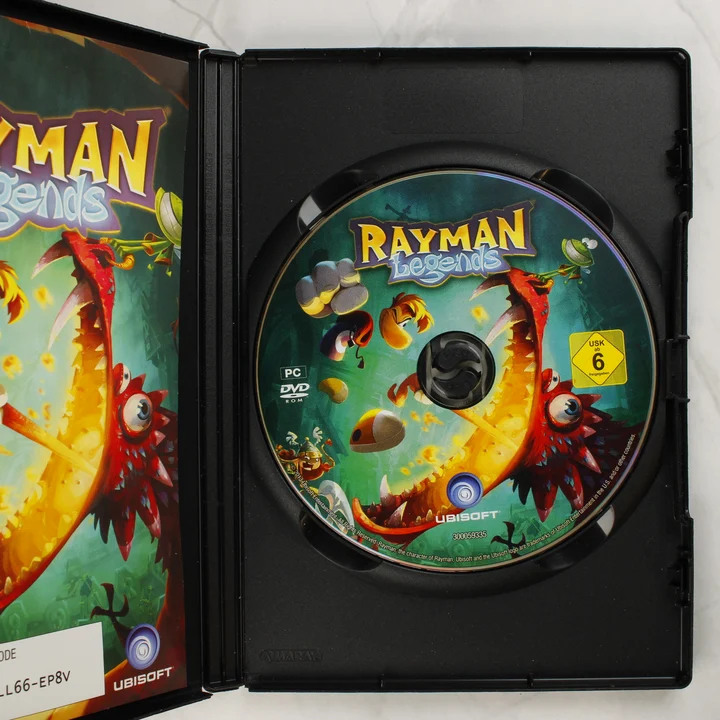 Rayman Legends nyitott tok és DVD lemez