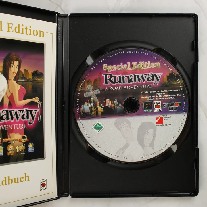 Runaway: A Road Adventure Special Edition nyitott tok és DVD lemez