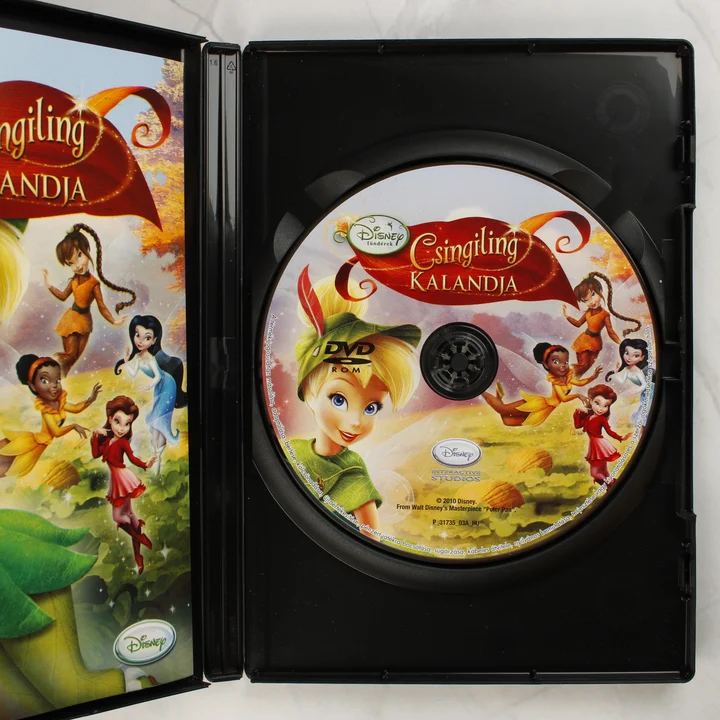 A nyitott tok a Disney Csingiling kalandja DVD-ROM lemezzel
