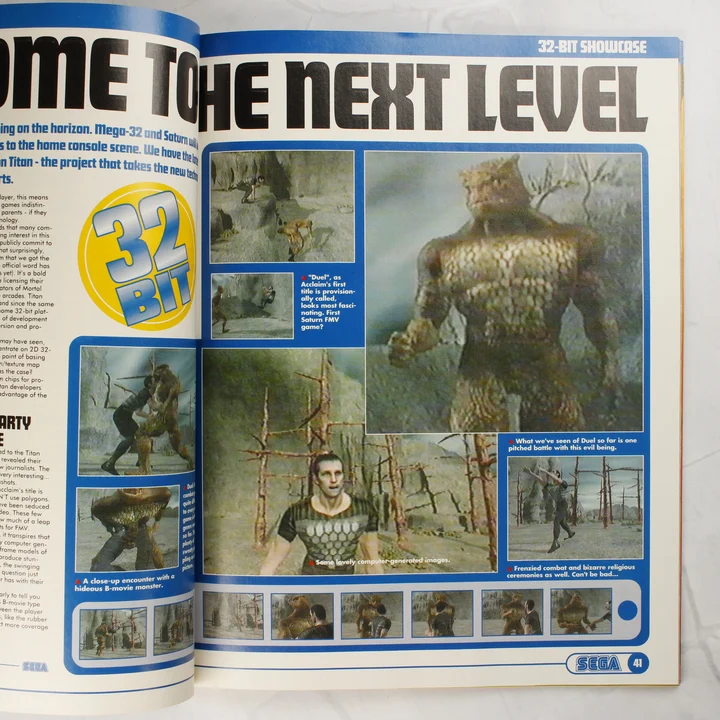 Sega Magazine belső oldalak 32-bit A Sega Magazine belső oldalpárja 32 bites játékokról szóló cikkel.
