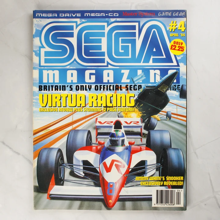 A Sega Magazine 1994. áprilisi számának borítója a Virtua Racing játékkal.