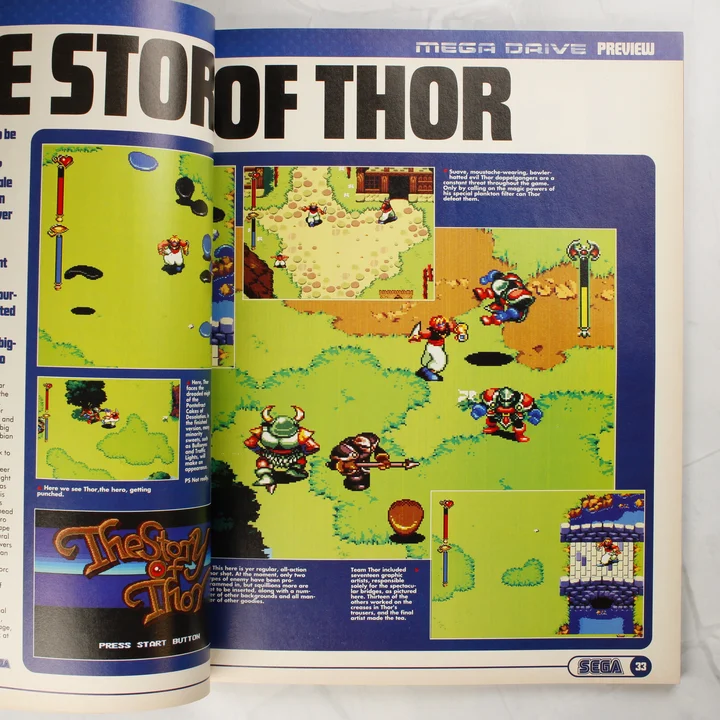 A Sega Magazine belső oldala a The Story of Thor játékbemutatóval.