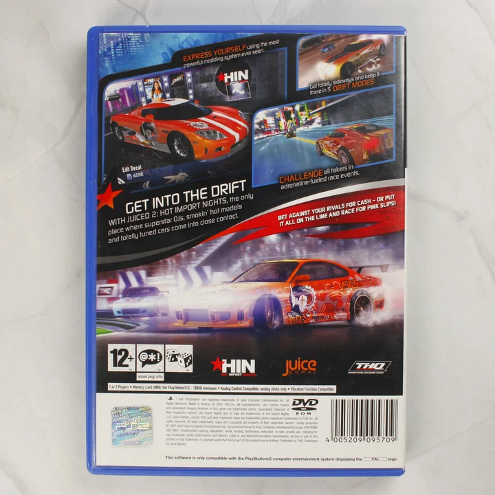 Juiced 2: Hot Import Nights PlayStation 2 játék hátlapja