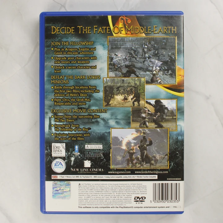 The Lord of the Rings: The Two Towers PS2 játék hátlapja