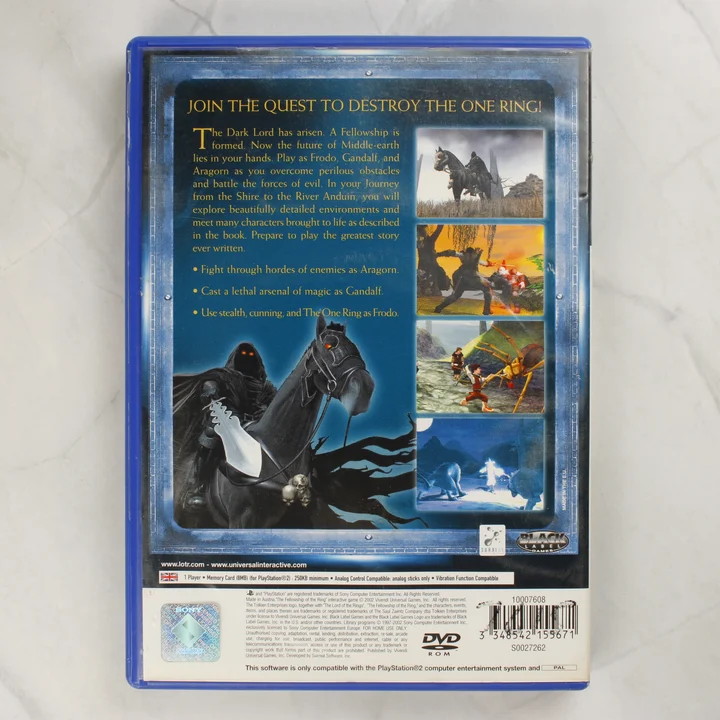 The Lord of the Rings: The Fellowship of the Ring PS2 játék hátlapja