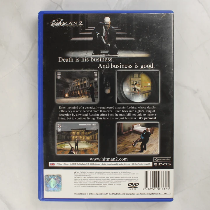 Hitman 2 Silent Assassin PS2 hátlap Hitman 2: Silent Assassin PlayStation 2 játék tokjának hátlapja