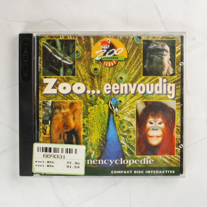 Zoo... eenvoudig dierenencyclopedie CD-i előlap A Zoo... eenvoudig dierenencyclopedie CD-i szoftver előlapja műanyag tokban