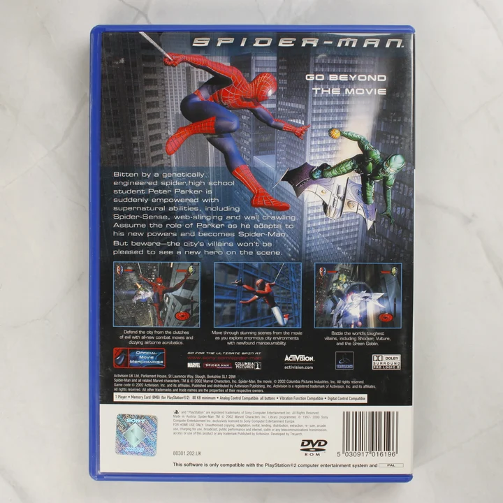 Spider-Man PlayStation 2 játék hátlapja