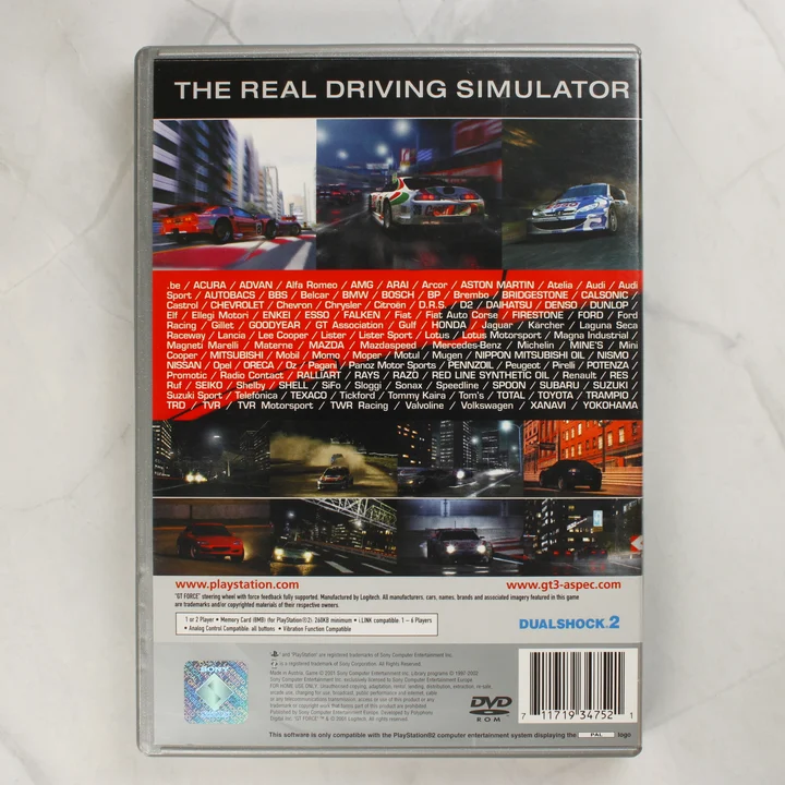 Gran Turismo 3 A-spec PS2 Platinum hátlap Gran Turismo 3 A-spec Platinum PlayStation 2 játék hátoldala