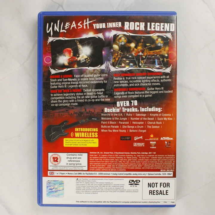 Guitar Hero III: Legends of Rock PlayStation 2 játék hátlapja