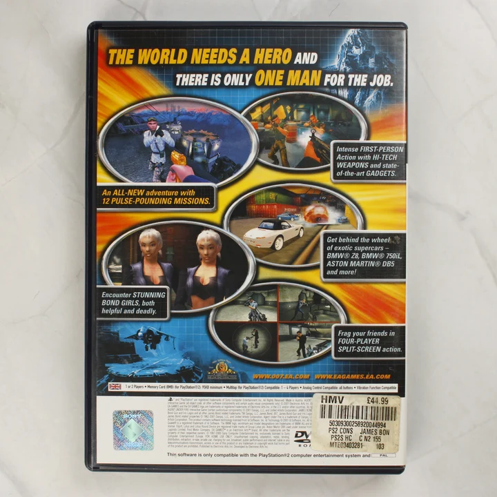 007 Agent Under Fire PlayStation 2 játék hátoldala árcímkével