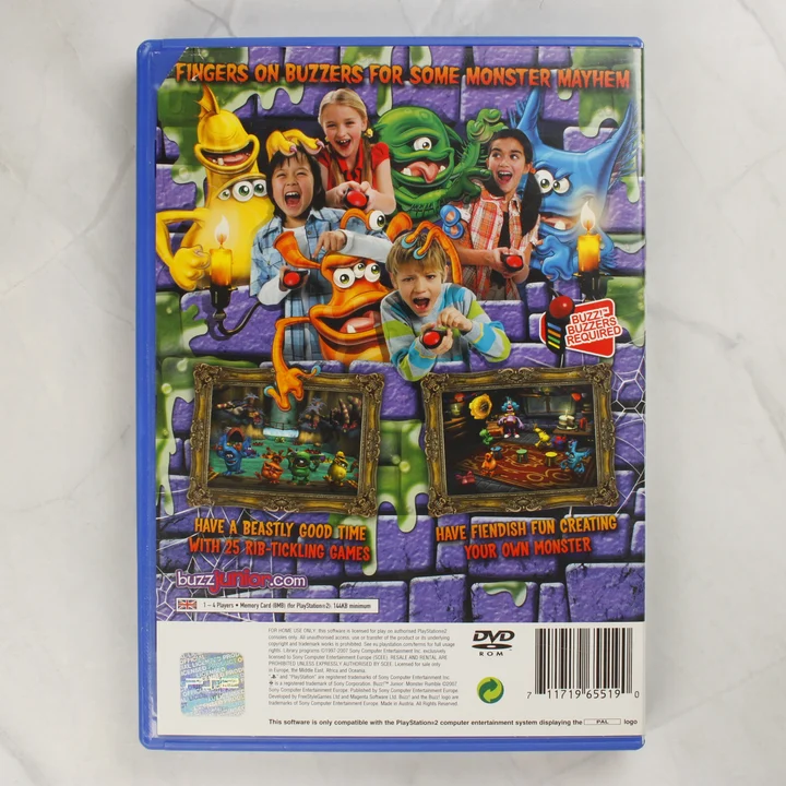 Buzz! Junior: Monster Rumble PS2 hátlap Buzz! Junior: Monster Rumble PlayStation 2 játék hátoldala