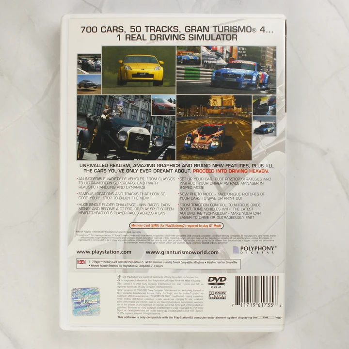 Gran Turismo 4 PS2 hátlap Gran Turismo 4 PlayStation 2 játék hátlapja