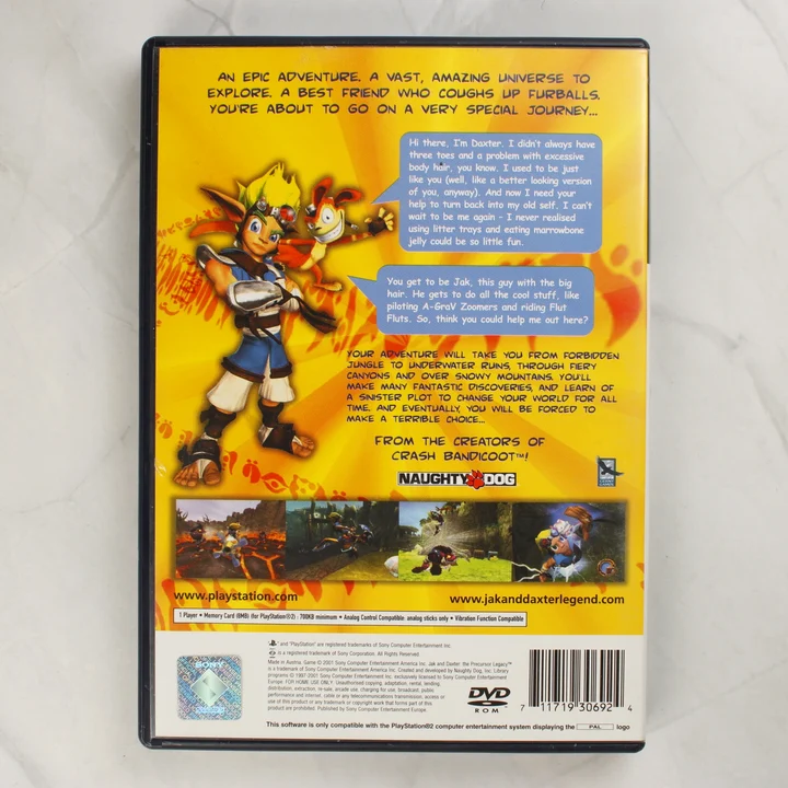 Jak and Daxter: The Precursor Legacy PS2 játék hátoldala