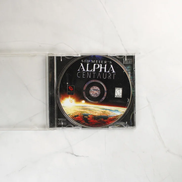 Sid Meier's Alpha Centauri CD-lemez a tokjában