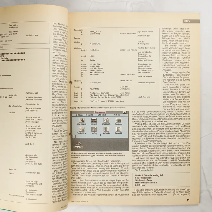 Magazin belső oldal A magazin belső oldala programkóddal és leírással