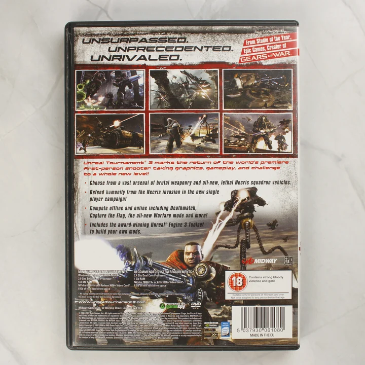 Unreal Tournament 3 PC játék hátsó borítója