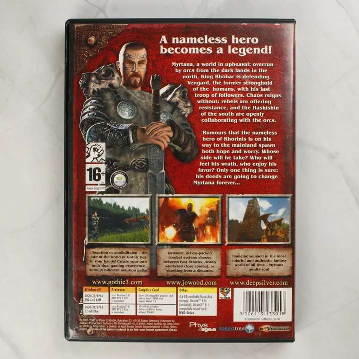 Gothic 3 PC játék hátoldali borítója