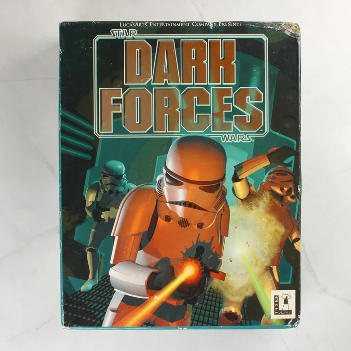 Star Wars Dark Forces videójáték dobozának előlapja rohamosztagosokkal