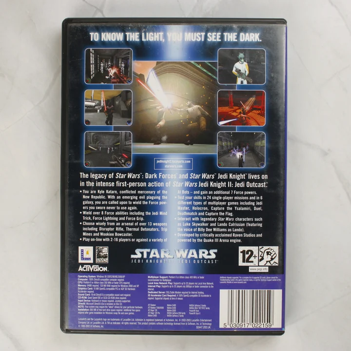 Star Wars Jedi Knight II hátlap Star Wars Jedi Knight II: Jedi Outcast PC játék hátoldala
