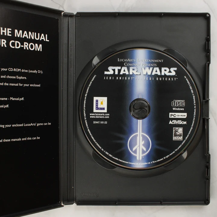 Star Wars Jedi Knight II lemez Star Wars Jedi Knight II: Jedi Outcast nyitott tok és CD