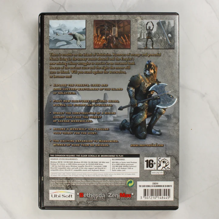 The Elder Scrolls III: Bloodmoon PC hátlap The Elder Scrolls III: Bloodmoon PC játék hátoldala
