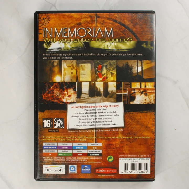 In Memoriam hátoldal In Memoriam videójáték hátoldala rendszerkövetelményekkel