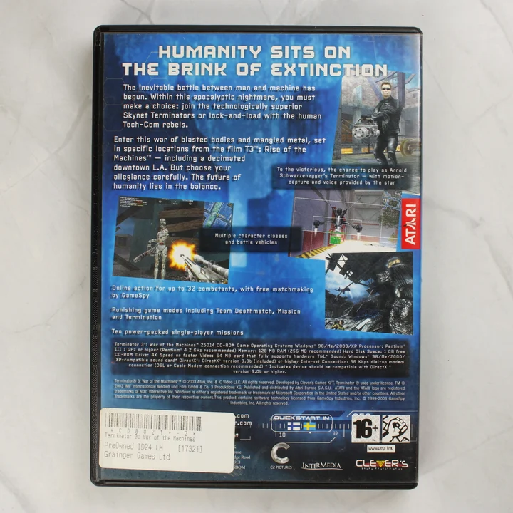 Terminator 3 PC játék hátlap Terminator 3: War of the Machines PC játék hátlapja