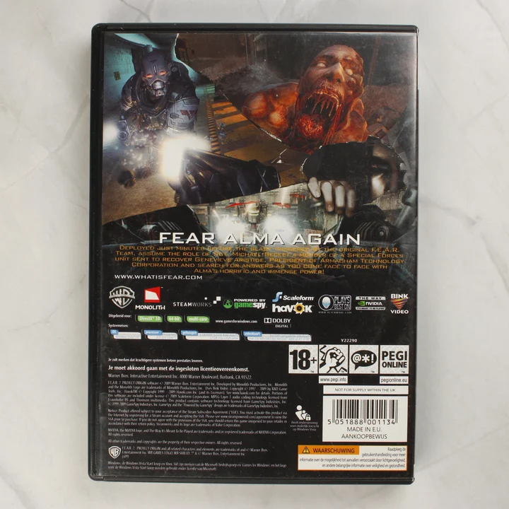 F.E.A.R. 2 Project Origin PC hátoldal F.E.A.R. 2: Project Origin PC játék hátoldala