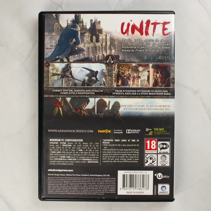 Assassin's Creed Unity PC hátlap Assassin's Creed Unity Special Edition PC játék hátlapja