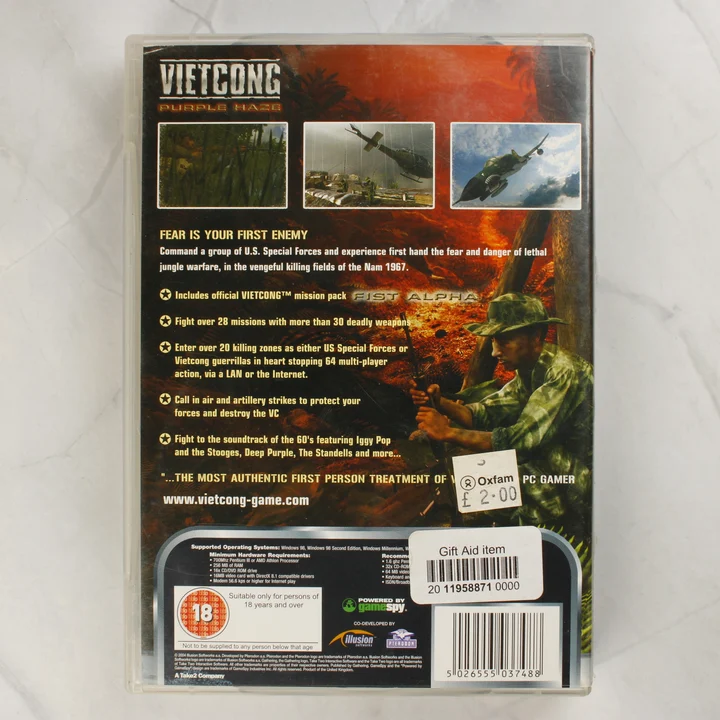 Vietcong Purple Haze PC hátlap Vietcong Purple Haze PC játék hátoldala