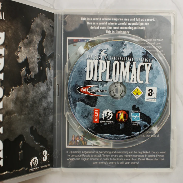 Diplomacy PC játék lemez Diplomacy PC játék nyitott tokban a lemezzel