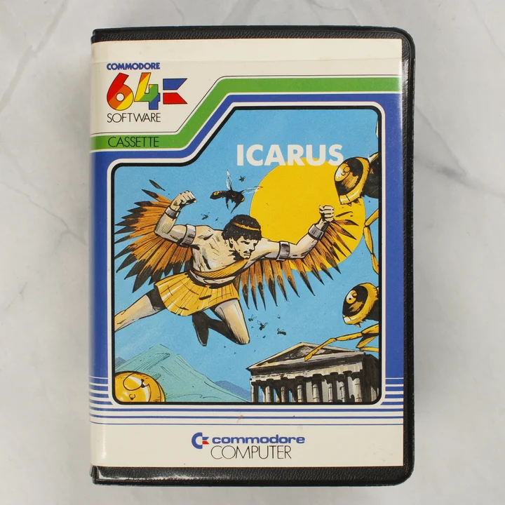Icarus C64 borító Icarus Commodore 64 videójáték tokjának előlapja