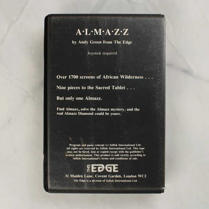 Almazz C64 hátlap Almazz Commodore 64 játék tokjának hátoldala leírással