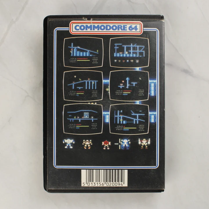 The Transformers C64 hátlap The Transformers Commodore 64 videójáték tokjának hátlapja képernyőképekkel