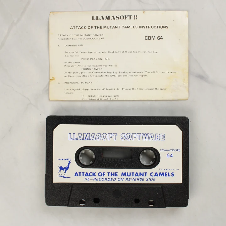 Attack Of The Mutant Camels C64 kazetta és útmutató Attack Of The Mutant Camels kazetta és használati útmutató