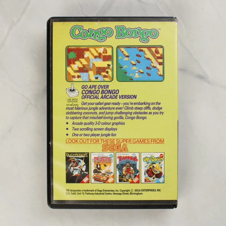 Congo Bongo C64 hátlap Congo Bongo Commodore 64 játék hátlapi borítója