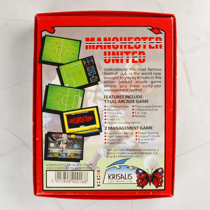 Manchester United C64 játék dobozának hátoldala