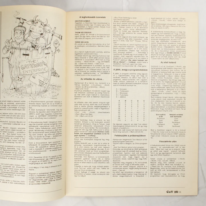 Commodore Világ 28. szám szöveges tartalom A magazin belső oldala a Gateway Enterprise leírásával