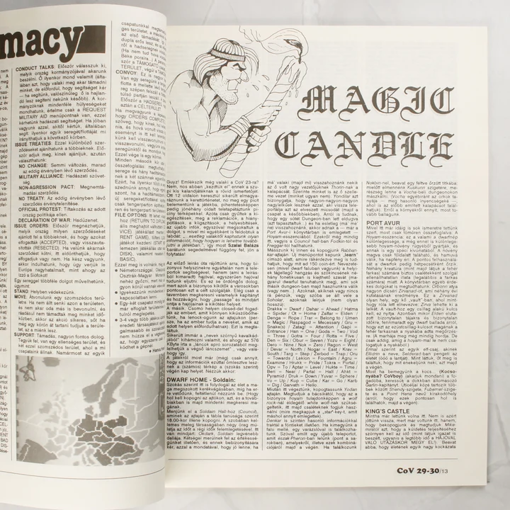 Commodore Világ Magic Candle leírás A magazin belső oldala a Magic Candle játékleírással