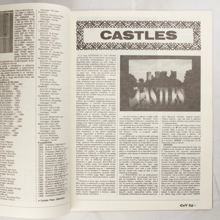 Castles játékleírás A magazin belső oldala a Castles videójáték leírásával.