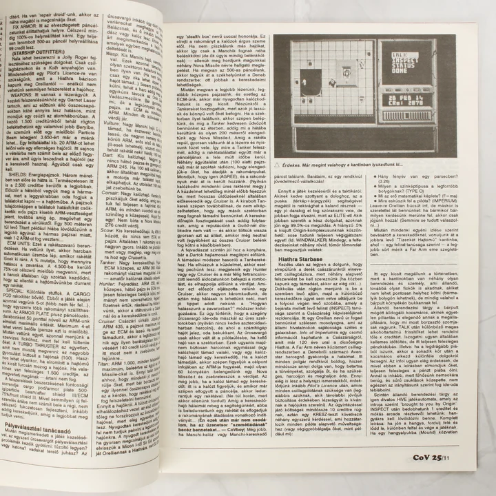 A Space Rogue végigjátszásának folytatása a magazin egy másik belső oldalán.