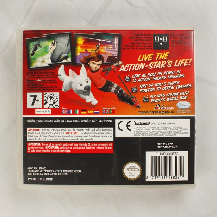 Disney Bolt Nintendo DS hátlap Disney Bolt Nintendo DS játék tokjának hátlapja