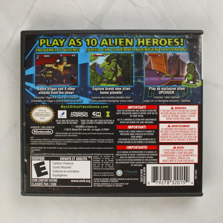 Ben 10 Alien Force Vilgax Attacks Nintendo DS játék hátoldala
