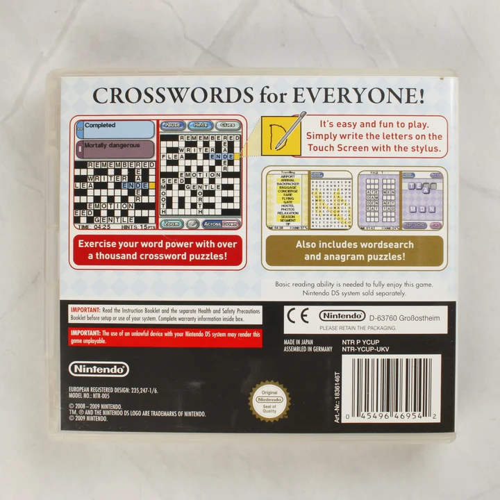 Crossword Collection Nintendo DS játék hátoldala