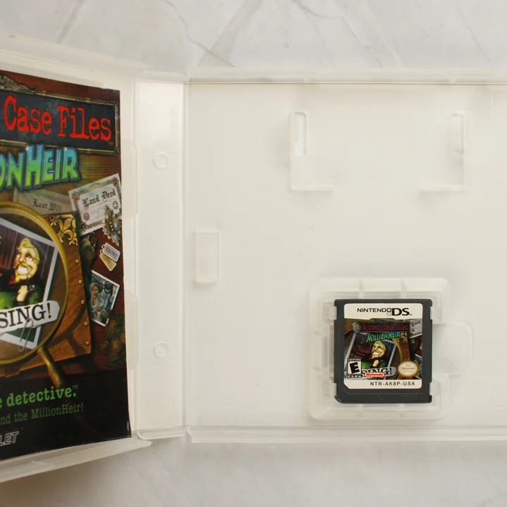 Mystery Case Files: MillionHeir Nintendo DS nyitott tok és cartridge