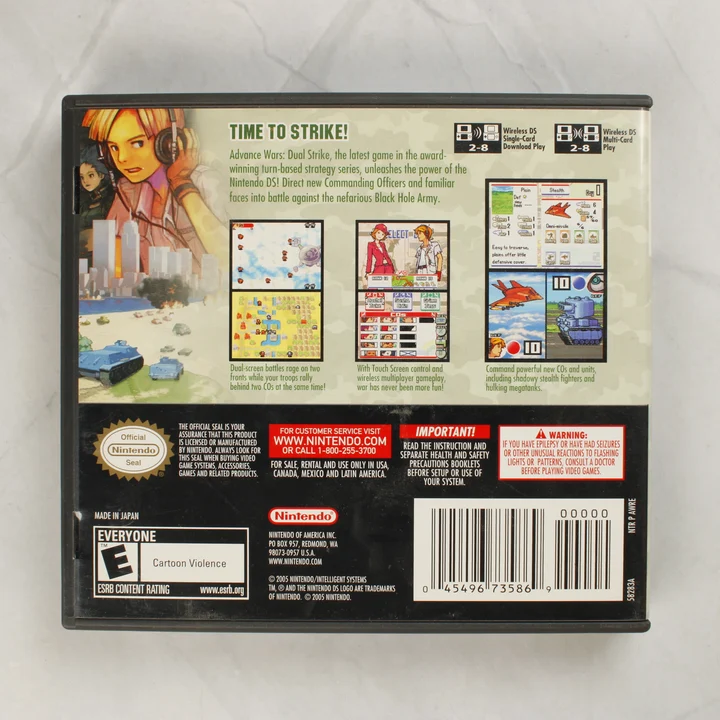 Advance Wars: Dual Strike Nintendo DS játék tokjának hátlapja