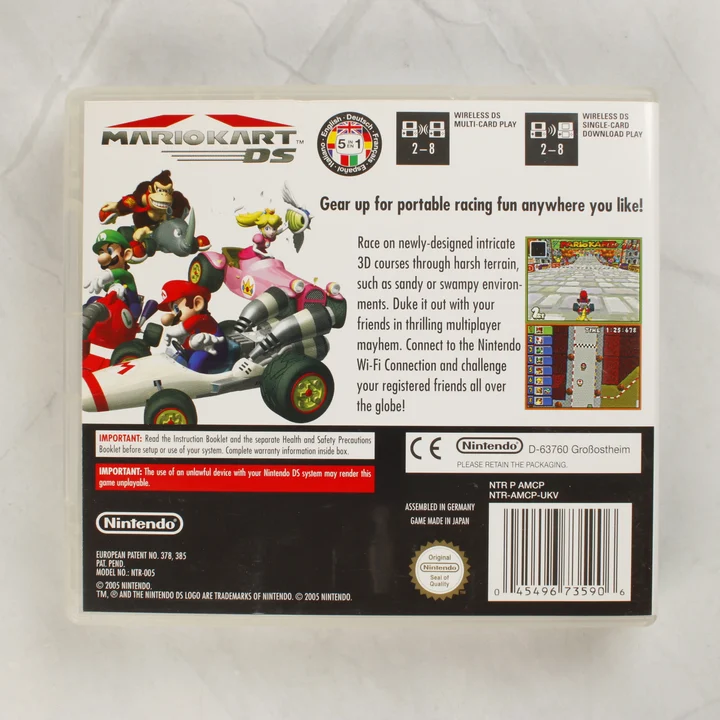 Mario Kart DS hátlap Mario Kart DS videójáték tokjának hátlapja