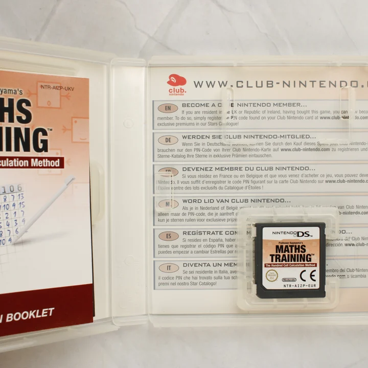 Professor Kageyama's Maths Training nyitott tok cartridge-el és kiskönyvvel