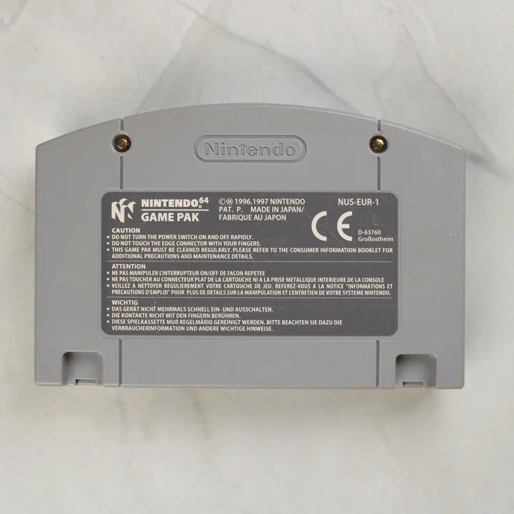 Glover N64 cartridge hátoldal Glover Nintendo 64 cartridge hátnézete